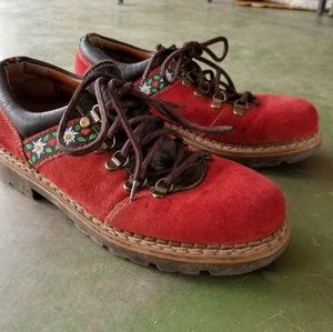Josef Seibel Red Floral Hiking Oxfords